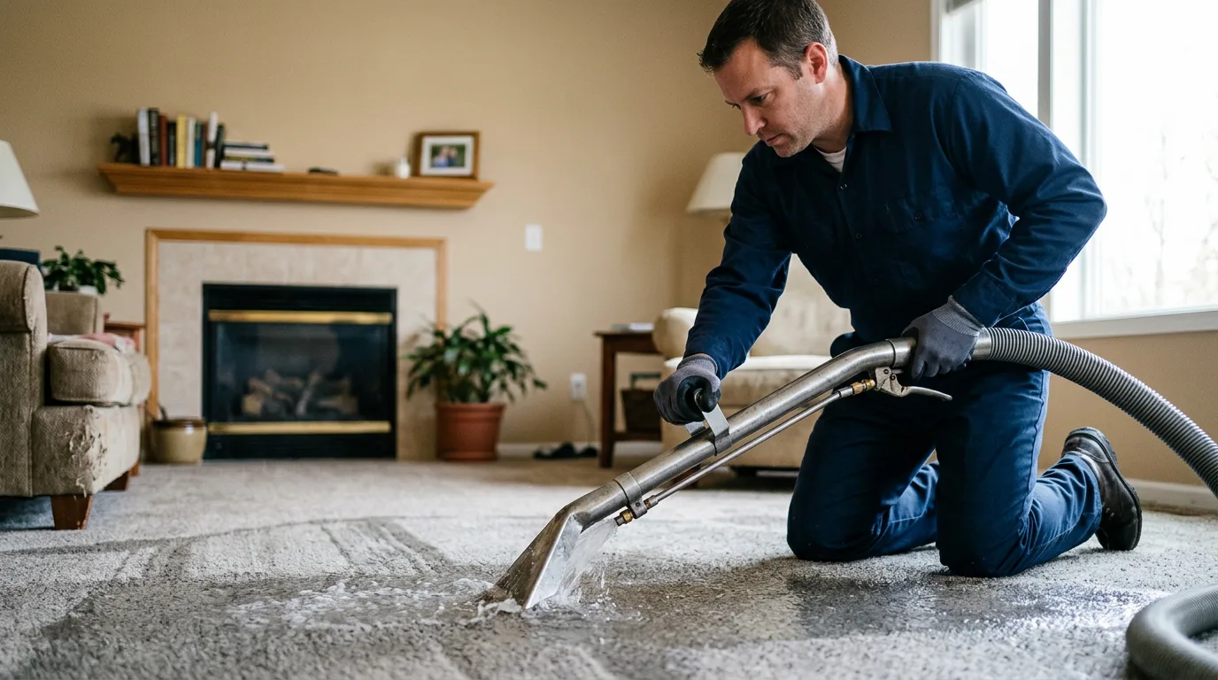 Water damage restoration technician working near Camden, MO